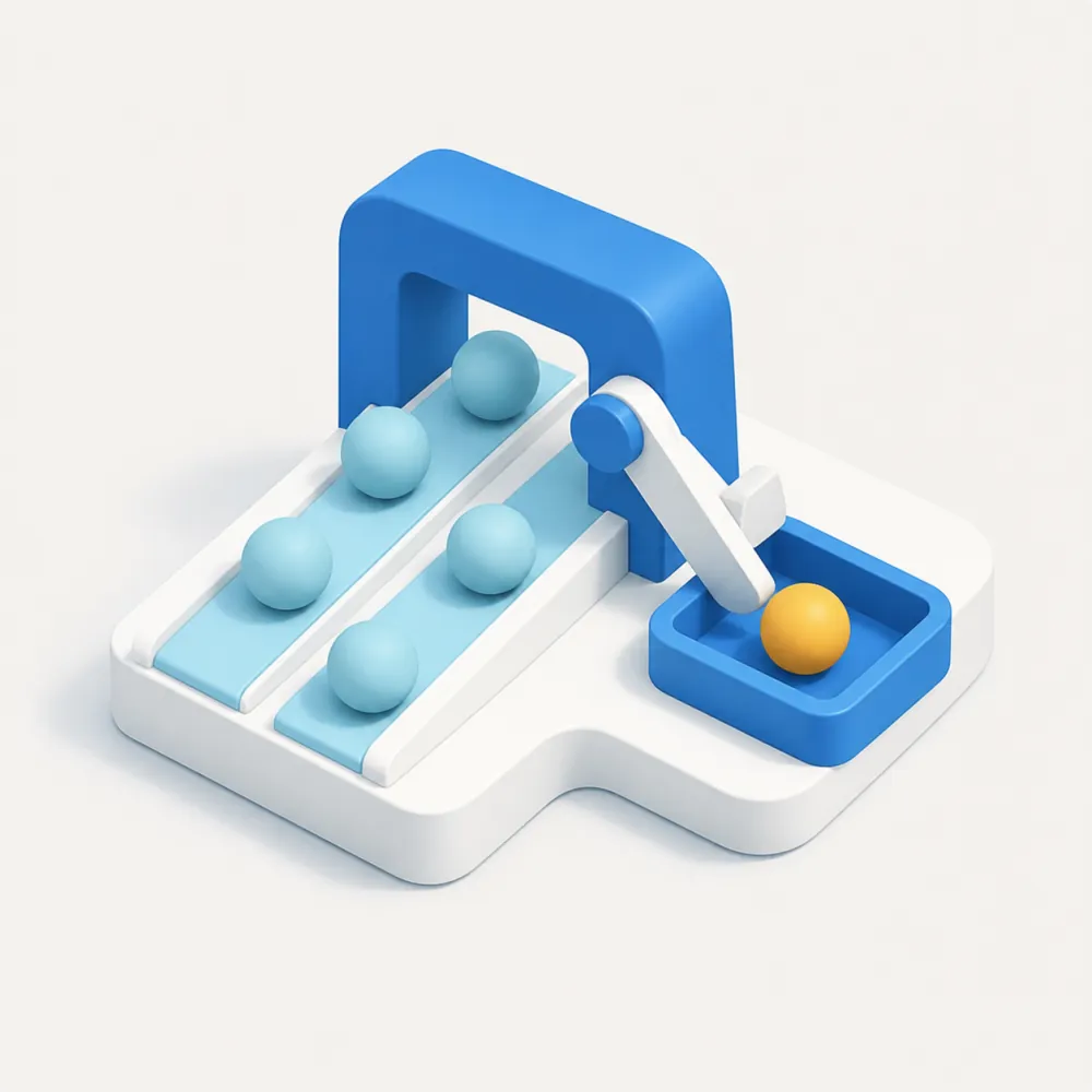 3D illustration of lead qualification sorting incoming inquiries and isolating high-intent customers