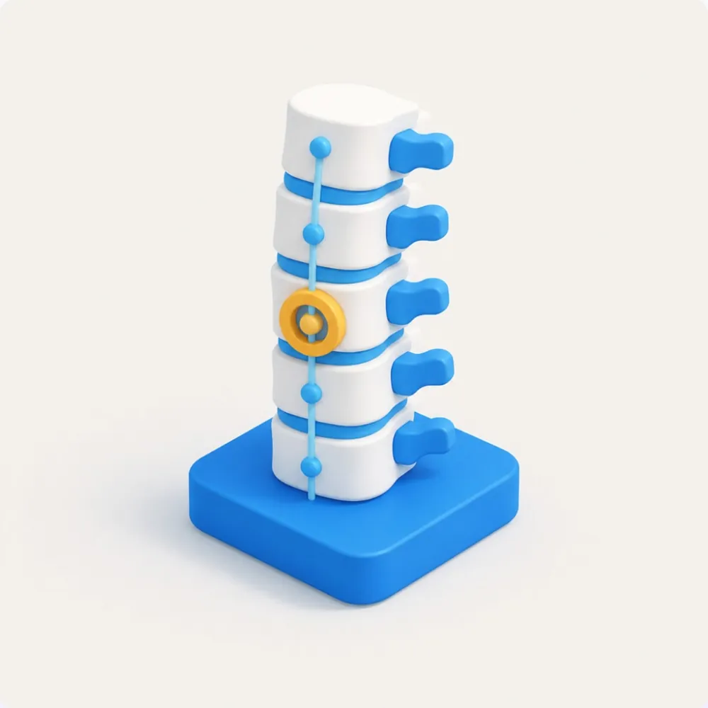 3D illustration of a spinal column with a highlighted vertebra, representing chiropractic marketing and spinal health in Toronto